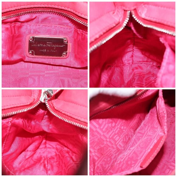 Salvatore Ferragamo Gancini Shoulder Bag Leather Pink Silver Auth - Picture 15 of 16